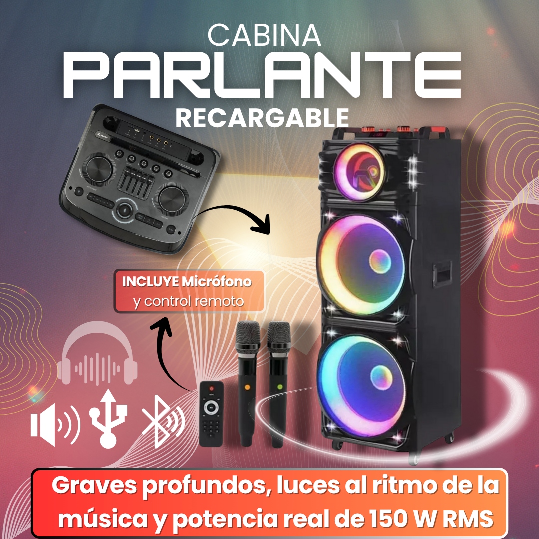 Cabina recargable doble parlante de 2 X 12